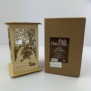 Flourish Nativity Votive Holder Lit Wood Christmas Centerpiece